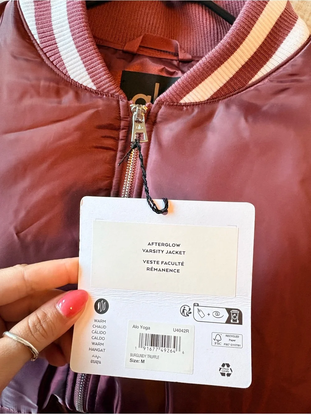 ALO Afterglow Varsity Jacket - Maroon